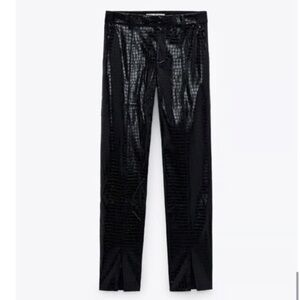 Textured faux leather pants